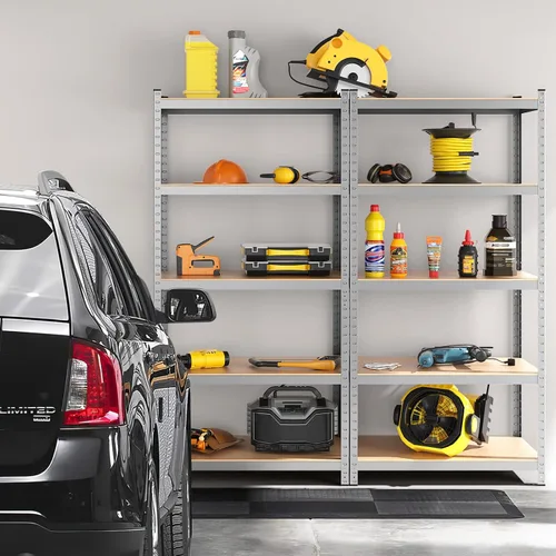 Vista 7 de ERGOMASTER Estantes de almacenamiento de garaje de 5 niveles, estantería de garaje de 2920 libras, estantería resistente, ajustable, sin pernos