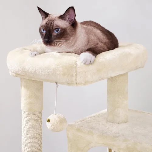 Vista 7 de Yaheetech Árbol para gatos para mascotas de interior, condominio en torre de 36 pulgadas con percha extragrande, postes rascadores, tabla, bola