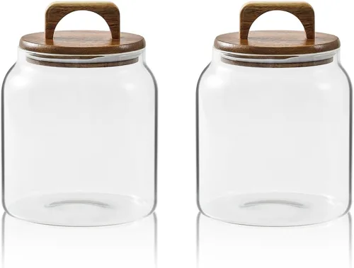 Vista 18 de Sweejar Tarros grandes de cristal para dulces con tapas de madera, tarro de vidrio de 1 galón con tapa, contenedores de almacenamiento