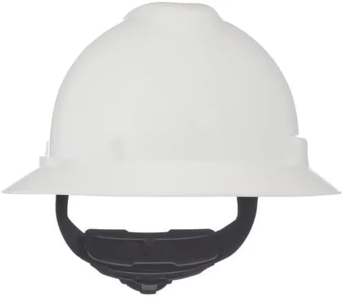 Vista 7 de MSA - Casco V-Gard de ala completa con suspensión, cubierta de polietileno, protección superior contra impactos y correas de corona autoajustables