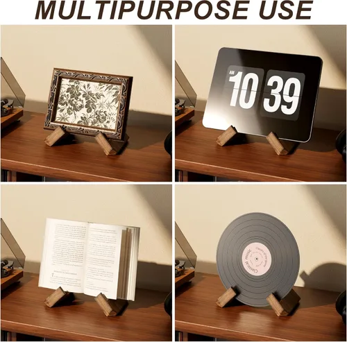 Vista 5 de Paquete de 2 soportes para discos de vinilo, pantalla de madera de primera calidad, soporte de montaje de 1 segundo, accesorio giratorio para discos