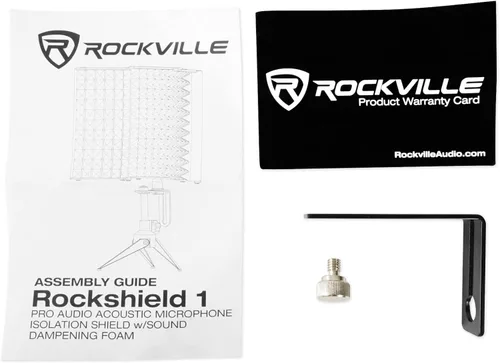 Vista 7 de Rockville RockShield 1 Escudo de aislamiento de micrófono de estudio de 3 paneles, espuma amortiguadora de sonido, accesorio de micrófono