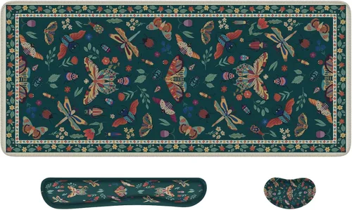 Vista 11 de iCasso - Alfombrilla de escritorio, gran alfombrilla de mouse ergonómica, + alfombrilla de teclado + reposa muñecas, alivio del dolor al escribir, 3