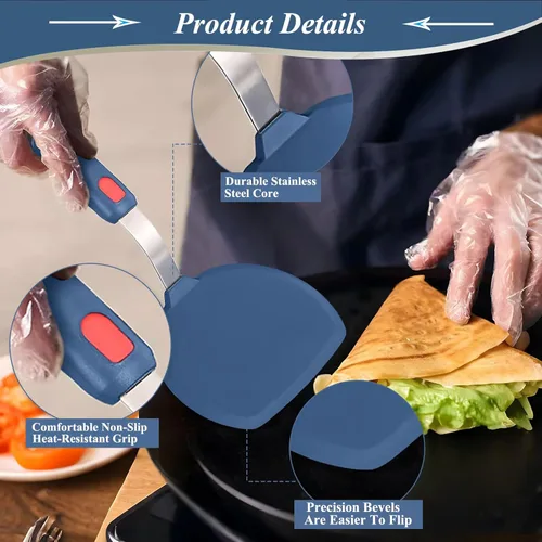 Vista 3 de Tenta Kitchen Espátula de silicona para tortitas y panqueques para cocinar y hornear - Espátula de huevo de goma resistente al calor de 600°F