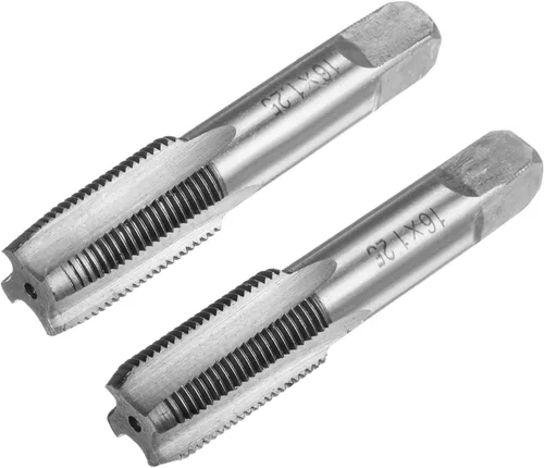 Vista 9 de uxcell Métrico M22 Rosca 1.5 paso 4 flautas rectas H2 herramienta de aleación de acero inferior y tornillo cónico juego de roscas para reparar 1 par