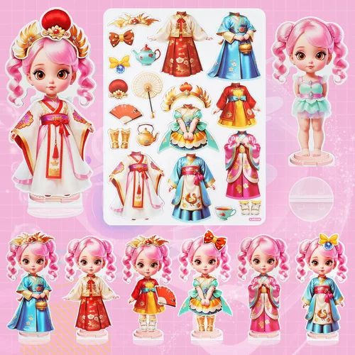 Vista 10 de Muñecas Magnéticas de Vestir, Muñecas de Papel Magnéticas de Vestir de Princesa, Muñecas Magnéticas de Vestir para Niñas de 4 a 10 Años, Set de Lea