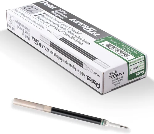 Vista 19 de Tinta de repuesto Pentel para bolígrafo de gel retráctil EnerGel RTX, paquete de 12, 0.7mm, punta media, marrón (LR7-E)