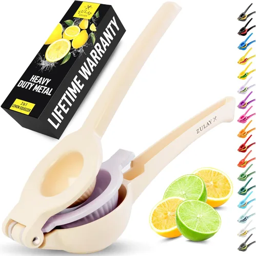 Vista 23 de Zulay Kitchen Exprimidor de limón 2 en 1 de metal, exprimidor de mano de extracción máxima resistente, exprimidor de limón que recibe hasta