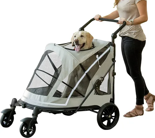 Pet Gear - Cochecito para mascotas sin cremallera con doble entrada, botón de entrada sin cremallera para perros y gatos individuales o múltiples,