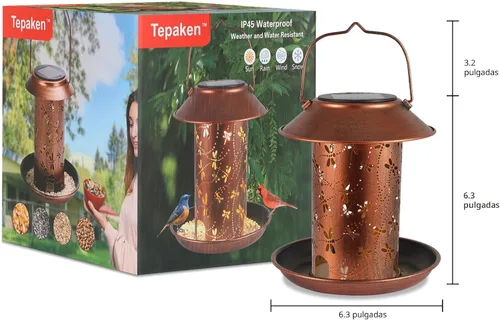 Vista 7 de Comederos para pájaros al aire libre, faroles solares impermeables para exteriores, decoración de jardín colgante de Pie Grande, decoración solar
