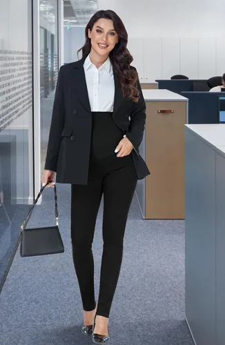 Vista 3 de PACBREEZE Jeans de maternidad para mujer, sobre el vientre, ajustados, elásticos, de cintura alta, pantalones ajustados con bolsillos