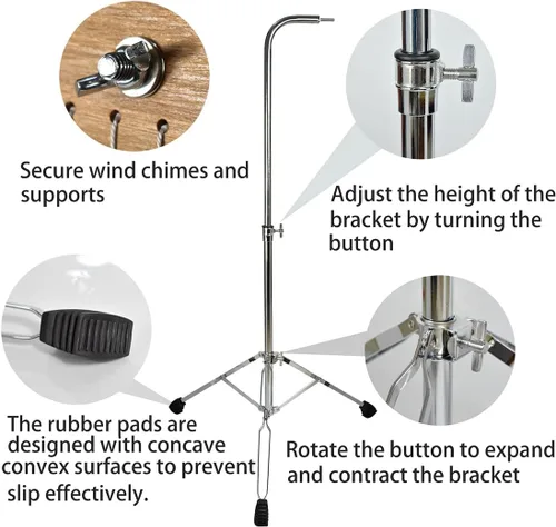 Vista 5 de ENNBOM Soporte de trípode de altura ajustable Soporte de montaje plegable para timbre de barra de percusión musical