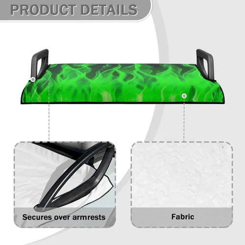 Vista 5 de Funda para asiento de carrito de golf, ligera, ajuste universal, accesorios para carrito de golf, fácil de instalar Llamas verdes