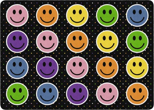 Flagship Carpets Alfombra de asiento Smiley (asientos para 20) para área de aula o tapete de aprendizaje educativo, alfombra para habitación de