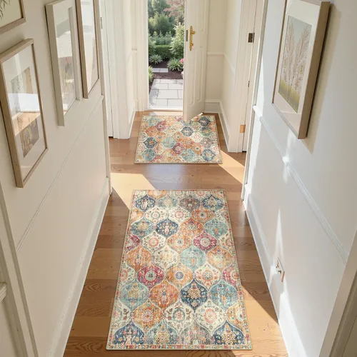 Lahome Alfombra marroquí de enrejado, alfombra de entrada de 2 x 3, antideslizante, lavable, alfombra de interior de 2 x 5 pulgadas, alfombra