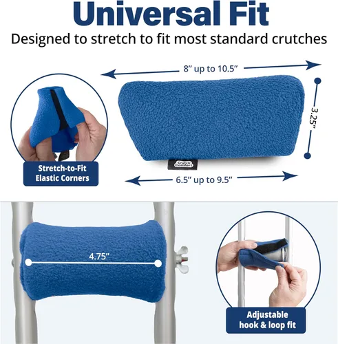 Vista 5 de Crutch Comfort Deluxe Soft Fleece & Foam Muleta Juego de accesorios (azul)