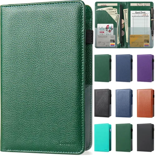 Vista 20 de EcoVision Libro de Servidor para Mesera, Organizador de Cuero para Mesero con Bolsillo con Cremallera, Libreta para Personal de Restaurante