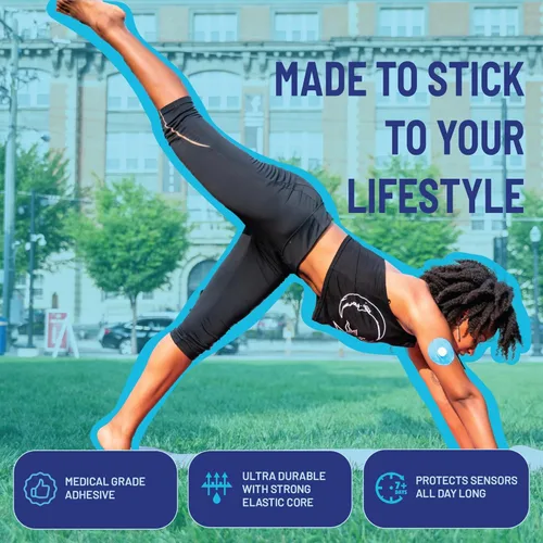 Vista 5 de RightCare CGM - Parches adhesivos precortados para Dexcom G7, cinta médica adhesiva impermeable, parches de sensor ovalados descubiertos, surtido