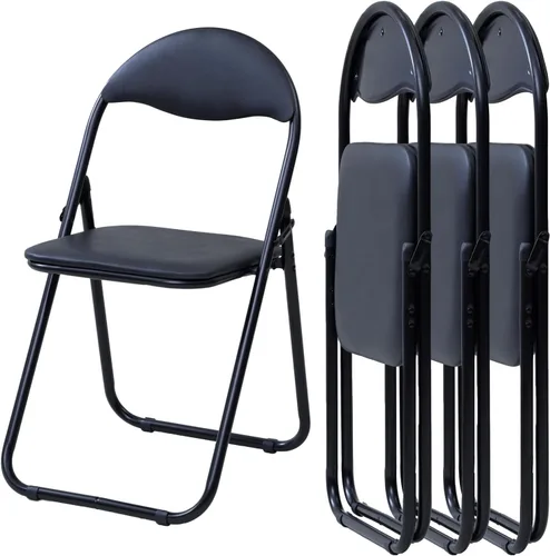 Yamazen YZX-084P(BK) Folding Chair, Pipe Chair, Set of 4, Width 17.5 x Depth 18.7 x Height 31.3 inches (44.5 x 47.5 x 79.5 cm), Lightweight Folding