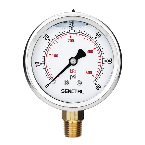 Vista 21 de SENCTRL Medidor de baja presión relleno de líquido de aceite de silicona al vacío de 30 inHg, tamaño de dial de 2.5", montaje inferior NPT de 1/4