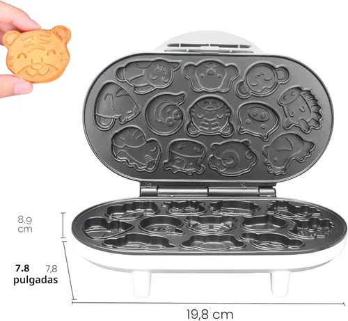 Vista 7 de SugarWhisk Mini Waflera de Animales para Niños, Mini Máquina para Hacer Panqueques con 12 Moldes Diferentes de Panqueques de Animales, Plancha