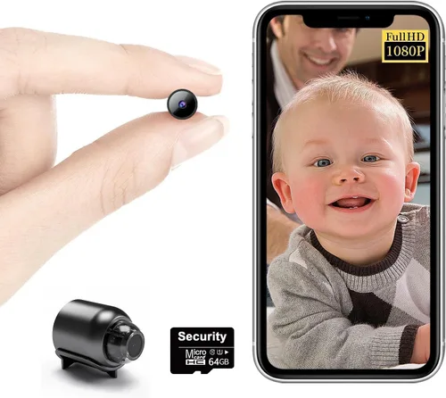 【Free 64G】Smallest Wireless WiFi Camera,HD1080P Mini Camera,Portable Video Camera,Baby Monitor,Nanny Cam,Pet Camera with Night Vision,Motion