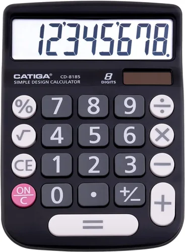 Vista 19 de CATIGA Calculadora de interruptor mecánico con energía solar y batería doble, pantalla LCD grande de 12 dígitos, calculadora de escritorio estética