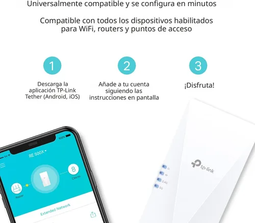 Vista 6 de TP-Link AX1500 Extensor WiFi Amplificador de Internet (RE500X), Extensor de Alcance WiFi 6 Cubre hasta 1500 pies cuadrados y 25 dispositivos, Banda