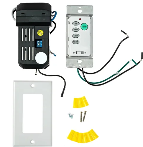 Dysmio Ventilador de techo y luz Control de pared Ventilador de techo Kits de control remoto con velocidad ajustable y atenuador de luz