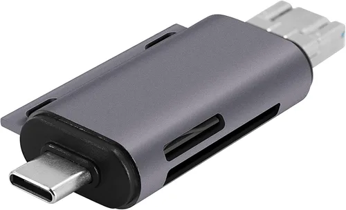 Vista 8 de Lector de tarjetas SD USB-C, lector de tarjetas de memoria 3 en 1 con tres conectores, adaptador de lector de tarjetas USB 3.0 para SDXC, Micro