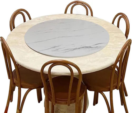 Vista 10 de Mesa giratoria de madera para comedor, rotación de 360°, tocadiscos Lazy Susan, con base silenciosa, organizador de mesa, rotación suave, placa