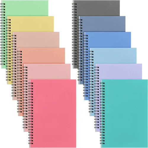 Fuutreo 12 cuadernos en espiral para el trabajo, A5 de 8.3 x 5.7 pulgadas, cuaderno de espiral con rayas universitarias, papel de estraza con