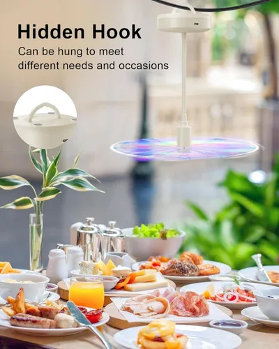 Vista 6 de Edvision Paquete de 4 ventiladores de mesa para comida, ventilador de comida recargable USB de 2000mAh, ventilador portátil con cuello de ganso