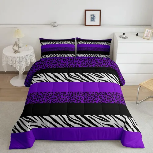 Vista 36 de Juego de edredón para niños con estampado de leopardo, tamaño Queen, juego de ropa de cama de moda de piel de guepardo abstracto, decoración