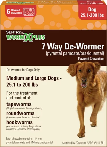 Vista 11 de WORM X PLUS 7 Way De-Wormer Masticables para perros – Tabletas para perros pequeños y cachorros (6-25 libras) (pamoato pirantel/praziquantel), 6