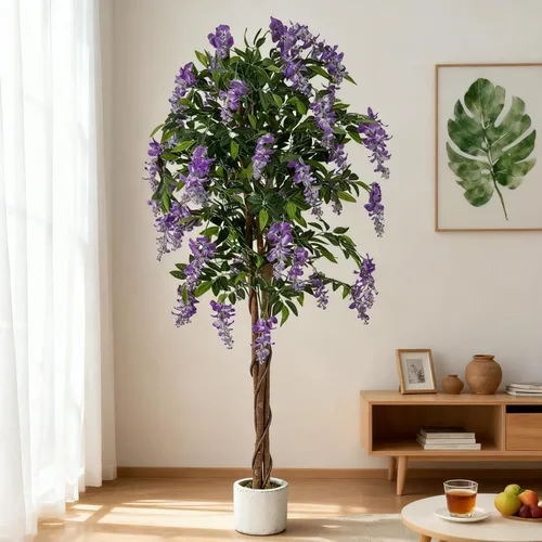 Vista 4 de SAFEPLUS Árboles artificiales ficus de 5.5 pies para decoración de interiores o exteriores