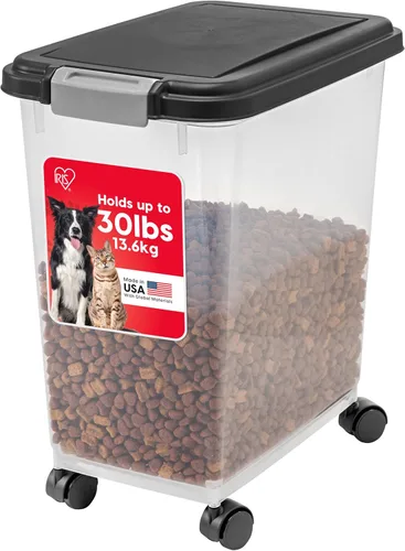 Vista 16 de IRIS USA Contenedor hermético de almacenamiento de alimentos para perros, hasta 40 libras, ruedas acoplables, para almacenamiento de alimentos