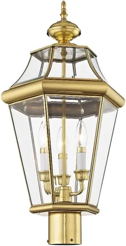Vista 7 de Livex Lighting 2364-91 Georgetown - Farol de poste para exteriores, 3 luces, níquel cepillado