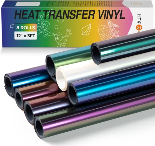 Vista 22 de HTVRONT Rollo de vinilo de transferencia de calor HTV – 12 pulgadas x 25 pies, vinilo negro para planchar para camisetas, fácil de desmalezar