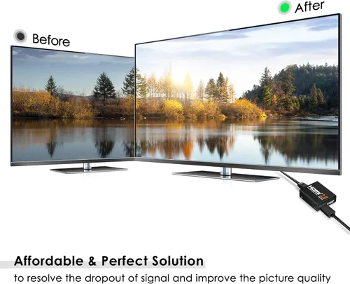 Vista 2 de Amplificador de señal 4K2K 1080P 3D, repetidor amplificador de señal JerGO HDMI 2.0, aumento de hasta 200 pies, distancia de transmisión de 18 Gbps