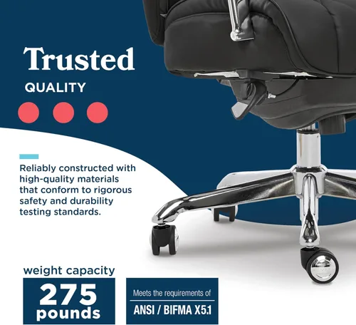 Vista 10 de LaZBoy Sutherland CHR10048A - Silla giratoria ergonómica de piel sintética para computadora y escritorio, color negro