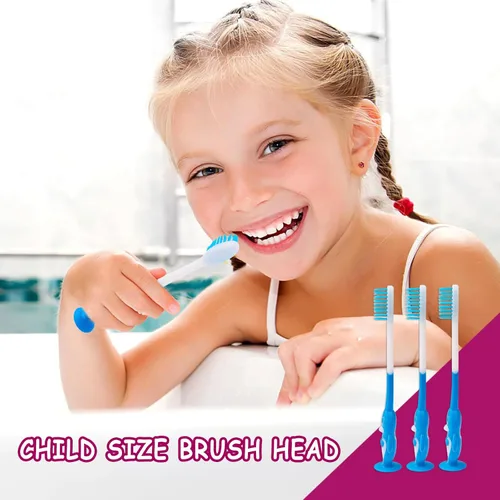 Vista 4 de 100 cepillos de dientes desechables para niños envueltos individualmente, cepillos de dientes desechables a granel para niños a partir de 2 años