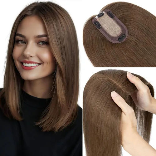Vista 29 de Rich Choices Postizo de Cabello Humano 100% Real con Flequillo - Postizo de Cabello Remy Real para Mujeres con Adelgazamiento en la Parte Superior