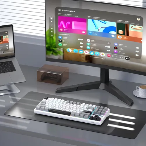 Vista 7 de MageGee LIGHT87 - Teclado inalámbrico cremoso, estructura de junta, teclados mecánicos intercambiables en caliente, teclado retroiluminado RGB