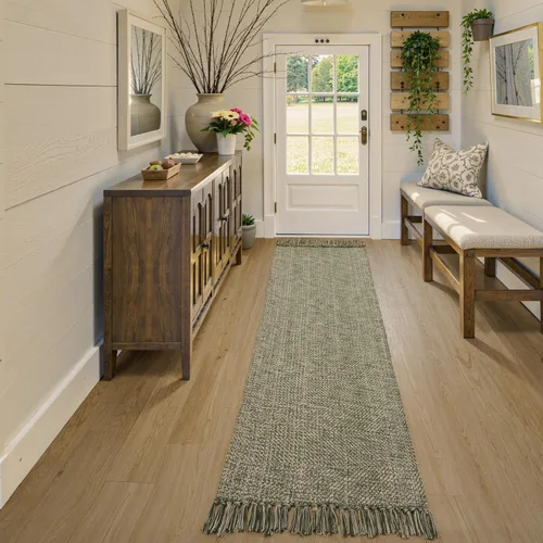 Vista 92 de Collive Alfombra de Baño Negra, 2' x 3' Tejida a Mano Lavable Alfombras Pequeñas de Cocina, Alfombra de Entrada Reversible de Algodón Alfombra