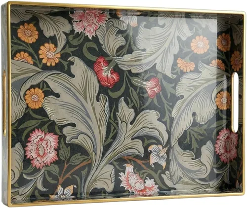 Vista 13 de Zosenley Bandeja decorativa, bandeja de plástico de mármol con asas, bandeja rectangular de tocador y bandeja de servir para baño, cocina, otomana