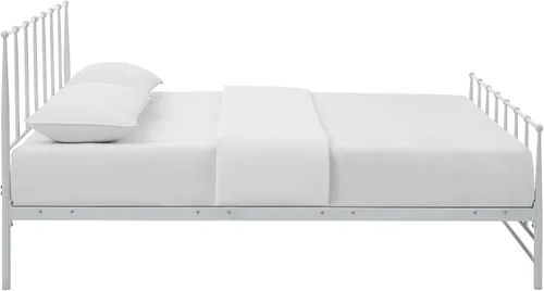 Vista 4 de Modway Cama de plataforma King de metal de acero con soporte de listones de metal en blanco