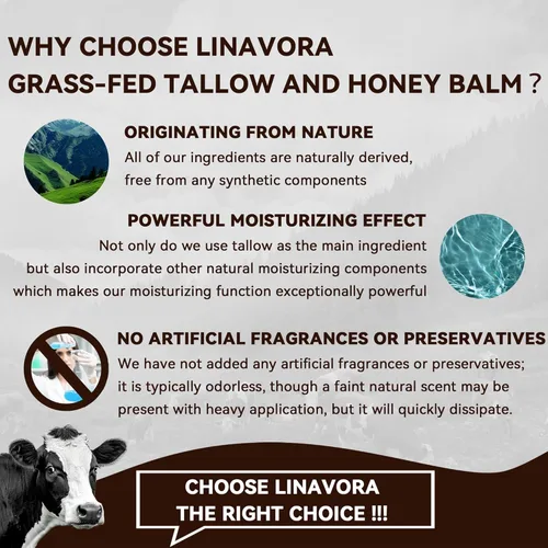 Vista 7 de Tallow and Honey Balm - Hidratante natural con sarga de carne alimentada con pasto para la piel, miel, vitamina E, sin perfume, 4 onzas, ideal