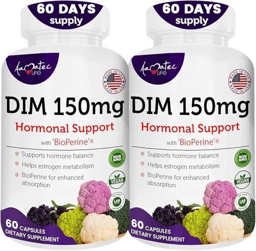 Vista 7 de Complejo DIM para mujer de 150 mg – Bioperine Estrogen Balancing Pills para la menopausia y los sofocos, alivio del acné hormonal, potente