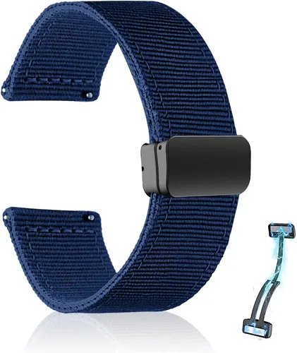 20mm 22mm Watch Band Compatible with Samsung Galaxy Watch 6 Band, Nylon Quick Release Replacement Strap with Magnetic Buckle for Women Men